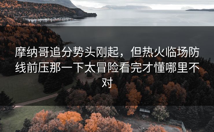 摩纳哥追分势头刚起，但热火临场防线前压那一下太冒险看完才懂哪里不对