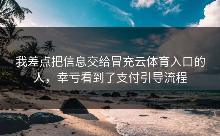 我差点把信息交给冒充云体育入口的人，幸亏看到了支付引导流程