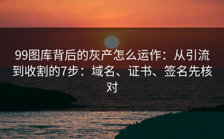 99图库背后的灰产怎么运作：从引流到收割的7步：域名、证书、签名先核对