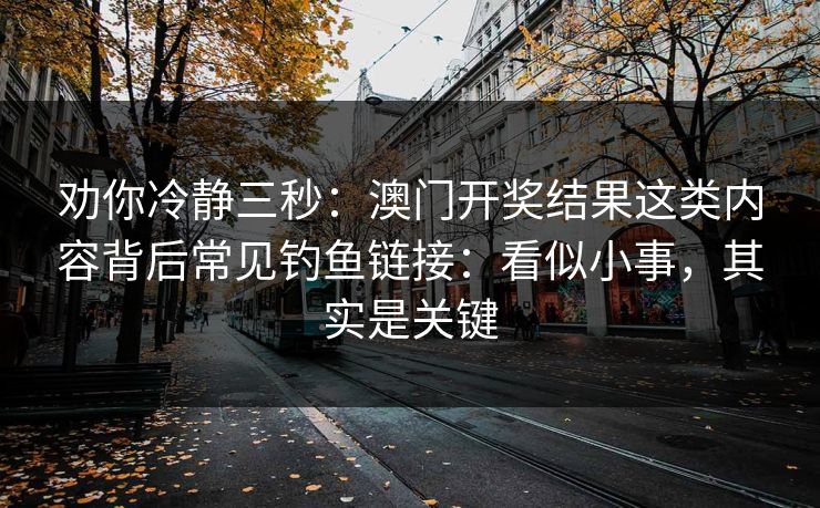 劝你冷静三秒：澳门开奖结果这类内容背后常见钓鱼链接：看似小事，其实是关键