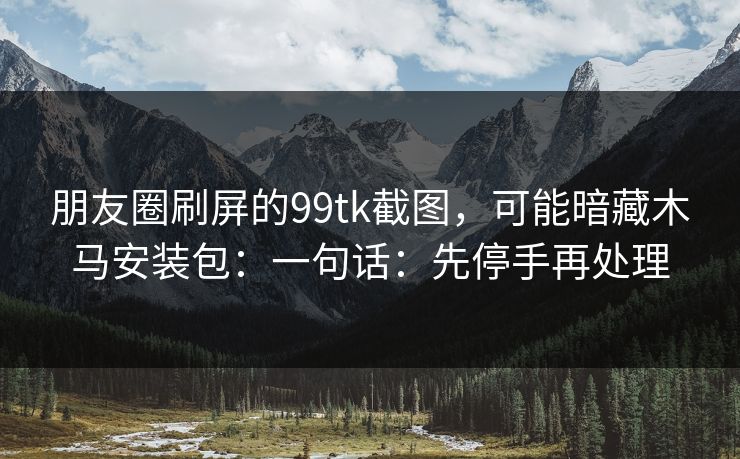 朋友圈刷屏的99tk截图，可能暗藏木马安装包：一句话：先停手再处理
