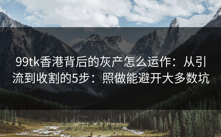 99tk香港背后的灰产怎么运作：从引流到收割的5步：照做能避开大多数坑