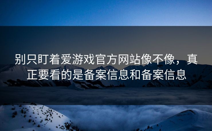 别只盯着爱游戏官方网站像不像，真正要看的是备案信息和备案信息